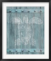 White Turtle On Blue Fine Art Print