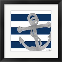 Silver Coastal on Blue Stripe I Framed Print