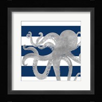 Silver Coastal on Blue Stripe II Framed Print