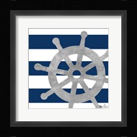 Silver Coastal on Blue Stripe III Fine Art Print