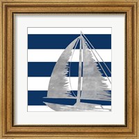 Silver Coastal on Blue Stripe IV Fine Art Print