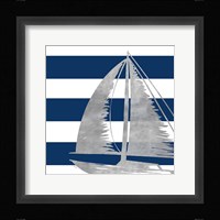 Silver Coastal on Blue Stripe IV Fine Art Print
