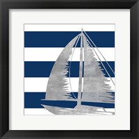 Silver Coastal on Blue Stripe IV Framed Print