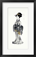 Geisha I Black and Gold Framed Print