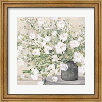White Bouquet Gray Vase Fine Art Print