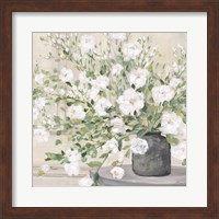White Bouquet Gray Vase Fine Art Print