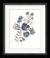 Blue Botanical Mums Fine Art Print