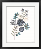 Blue Botanical Mums Framed Print