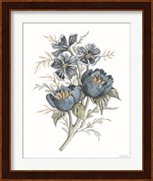 Blue Botanical Peonies Fine Art Print