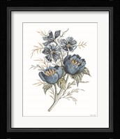 Blue Botanical Peonies Framed Print