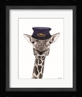 Train Conductor Giraffe Framed Print