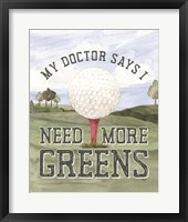 Golf Days neutral portrait I-More Greens Framed Print