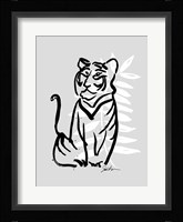 Inked Safari Leaves V-Tiger Framed Print