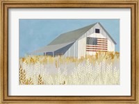 Wheat Fields Barn with Flag Fine Art Print