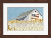 Wheat Fields Barn with Flag Fine Art Print