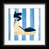 Beach Glam VI Navy on Stripes Framed Print