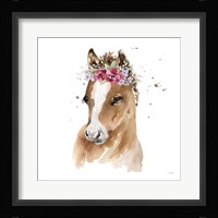 Floral Pony Pink Sq Framed Print