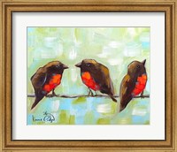 3 Robins on a Wire Fine Art Print