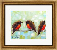 3 Robins on a Wire Fine Art Print