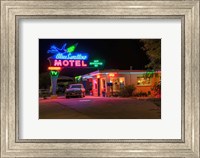Neon Blue Swallow Motel Fine Art Print