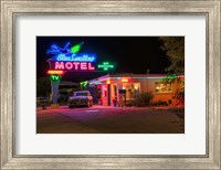 Neon Blue Swallow Motel Fine Art Print