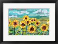 Sunflowers At Dusk Framed Print