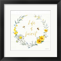 Bees and Blooms - Life is Sweet Wreath Framed Print