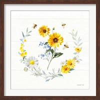 Bees and Blooms Flowers V with Wreath Fine Art Print