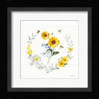 Bees and Blooms Flowers V with Wreath Framed Print
