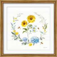 Bees and Blooms Flowers IV with Wreath Fine Art Print