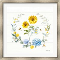 Bees and Blooms Flowers IV with Wreath Fine Art Print