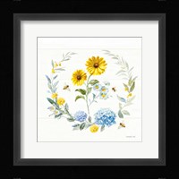 Bees and Blooms Flowers IV with Wreath Framed Print