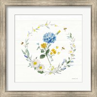 Bees and Blooms Flowers III with Wreath Fine Art Print