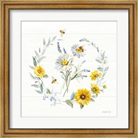 Bees and Blooms Flowers II with Wreath Fine Art Print