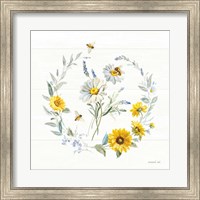 Bees and Blooms Flowers II with Wreath Fine Art Print