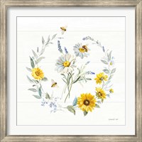 Bees and Blooms Flowers II with Wreath Fine Art Print