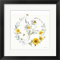 Bees and Blooms Flowers II with Wreath Framed Print