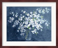 Fresh White Bouquet Dark Blue Fine Art Print