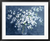 Fresh White Bouquet Dark Blue Fine Art Print