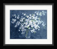 Fresh White Bouquet Dark Blue Fine Art Print