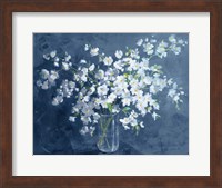 Fresh White Bouquet Dark Blue Fine Art Print