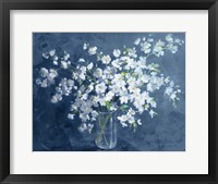 Fresh White Bouquet Dark Blue Framed Print