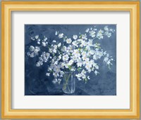 Fresh White Bouquet Dark Blue Fine Art Print