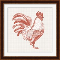Cottage Rooster I Red Fine Art Print