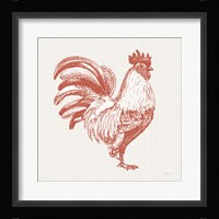 Cottage Rooster I Red Framed Print