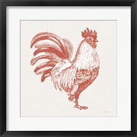 Cottage Rooster I Red Framed Print