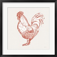 Cottage Rooster II Red Fine Art Print