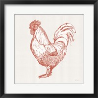 Cottage Rooster II Red Fine Art Print