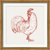 Cottage Rooster III Red Fine Art Print