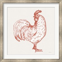 Cottage Rooster III Red Fine Art Print